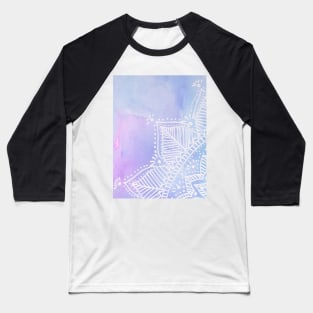 Doodled mandala on watercolor background - lilac Baseball T-Shirt